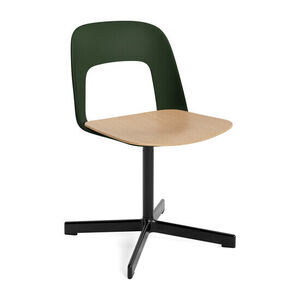 Hay - Layout Chair 132 Sort pulverlakeret aluminium 4-stjernet drejefod Standard glider - Flaskegrøn