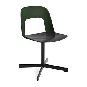 Hay - Layout Chair 132 Sort pulverlakeret aluminium 4-stjernet drejefod Standard glider - Flaskegrøn