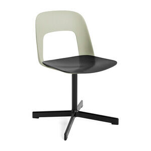 Hay - Layout Chair 132 Sort pulverlakeret aluminium 4-stjernet drejefod Standard glider - Pastelgrøn