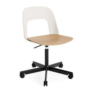 Hay - Layout Chair 142 Sort pulverlakeret aluminium 5-stjernet drejestol Gaslift Hjulbase - Cremehvid