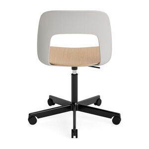 Hay - Layout Chair 142 Sort pulverlakeret aluminium 5-stjernet drejestol Gaslift Hjulbase - Himmelgrå