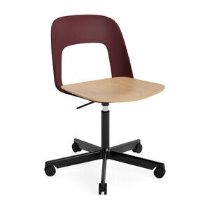 Hay - Layout Chair 142 Sort pulverlakeret aluminium 5-stjernet drejestol Gaslift Hjulbase - Bordeaux
