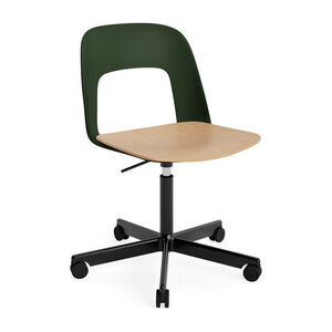 Hay - Layout Chair 142 Sort pulverlakeret aluminium 5-stjernet drejestol Gaslift Hjulbase - Flaskegrøn