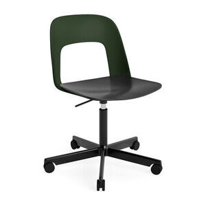 Hay - Layout Chair 142 Sort pulverlakeret aluminium 5-stjernet drejestol Gaslift Hjulbase - Flaskegrøn
