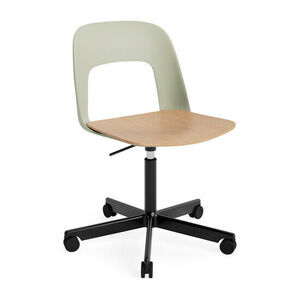 Hay - Layout Chair 142 Sort pulverlakeret aluminium 5-stjernet drejestol Gaslift Hjulbase - Pastelgrøn