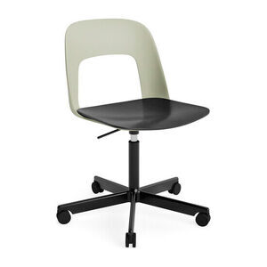 Hay - Layout Chair 142 Sort pulverlakeret aluminium 5-stjernet drejestol Gaslift Hjulbase - Pastelgrøn