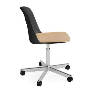 Hay - Layout Chair 142 Poleret aluminium 5-stjernet drejestol Gaslift Hjulbase - Sort