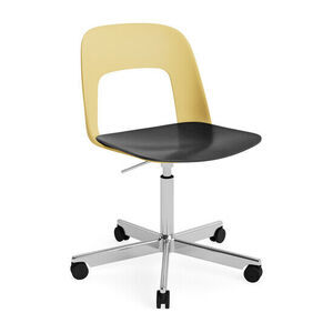 Hay - Layout Chair 142 Poleret aluminium 5-stjernet drejestol Gaslift Hjulbase - Biscotti