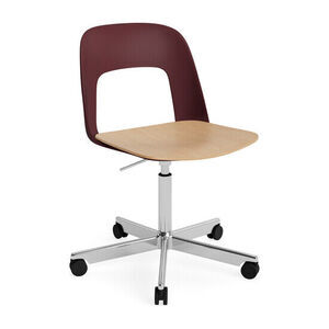 Hay - Layout Chair 142 Poleret aluminium 5-stjernet drejestol Gaslift Hjulbase - Bordeaux