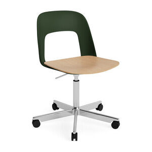 Hay - Layout Chair 142 Poleret aluminium 5-stjernet drejestol Gaslift Hjulbase - Flaskegrøn