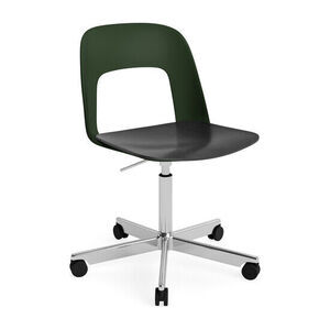 Hay - Layout Chair 142 Poleret aluminium 5-stjernet drejestol Gaslift Hjulbase - Flaskegrøn