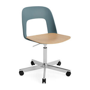 Hay - Layout Chair 142 Poleret aluminium 5-stjernet drejestol Gaslift Hjulbase - Ocean