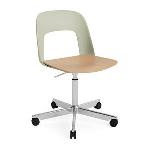Hay - Layout Chair 142 Poleret aluminium 5-stjernet drejestol Gaslift Hjulbase - Pastelgrøn