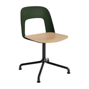 Hay - Layout Chair 152 Sort pulverlakeret aluminium 4-stjernet drejelig buefod Standard glider - Flaskegrøn