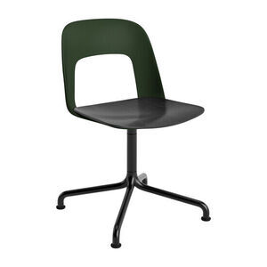 Hay - Layout Chair 152 Sort pulverlakeret aluminium 4-stjernet drejelig buefod Standard glider - Flaskegrøn