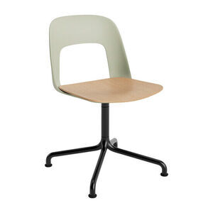 Hay - Layout Chair 152 Sort pulverlakeret aluminium 4-stjernet drejelig buefod Standard glider - Pastelgrøn