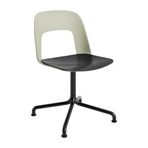 Hay - Layout Chair 152 Sort pulverlakeret aluminium 4-stjernet drejelig buefod Standard glider - Pastelgrøn