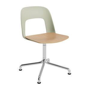 Hay - Layout Chair 152 Poleret aluminium 4-stjernet drejelig buefod Standard glider - Pastelgrøn