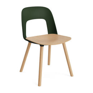 Hay - Layout Chair 122 Lakeret massiv eg 4-benet fod Standard glider - Flaskegrøn