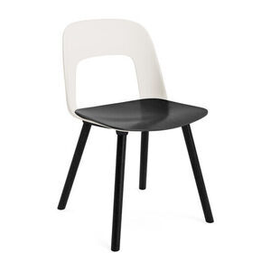 Hay - Layout Chair 122 Sortlakeret massiv eg 4-benet fod Standard glider - Cremehvid