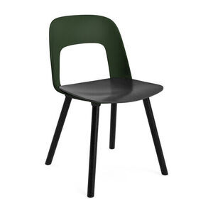 Hay - Layout Chair 122 Sortlakeret massiv eg 4-benet fod Standard glider - Flaskegrøn