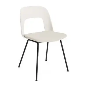 Hay - Layout Chair 113 Sort pulverlakeret stål 4-benet fod Standard glider - Cremehvid
