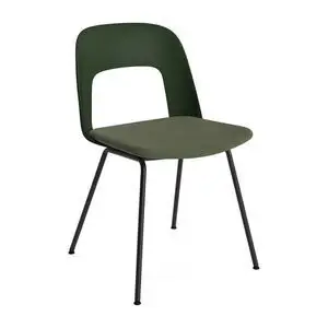 Hay - Layout Chair 113 Sort pulverlakeret stål 4-benet fod Standard glider - Flaskegrøn
