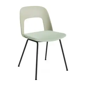 Hay - Layout Chair 113 Sort pulverlakeret stål 4-benet fod Standard glider - Pastelgrøn
