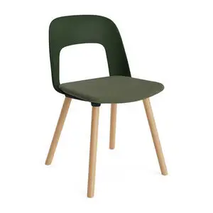 Hay - Layout Chair 123 Lacquered solid oak 4 leg base Standard glider - Bottle green