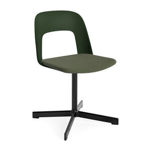 Hay - Layout Chair 133 Sort pulverlakeret aluminium 4-stjernet drejefod Standard glider - Flaskegrøn