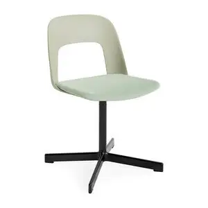 Hay - Layout Chair 133 Sort pulverlakeret aluminium 4-stjernet drejefod Standard glider - Pastelgrøn