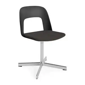 Hay - Layout Chair 133 Poleret aluminium 4-stjernet drejefod Standard glider - Sort