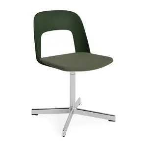 Hay - Layout Chair 133 Poleret aluminium 4-stjernet drejefod Standard glider - Flaskegrøn
