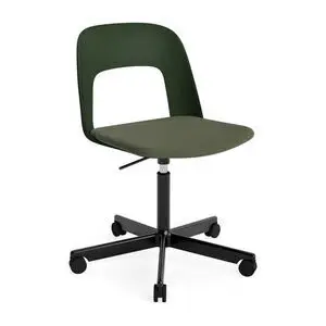 Hay - Layout Chair 143 Sort pulverlakeret aluminium 5-stjernet drejestol Gaslift Hjulbase - Flaskegrøn