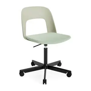 Hay - Layout Chair 143 Sort pulverlakeret aluminium 5-stjernet drejestol Gaslift Hjulbase - Pastelgrøn