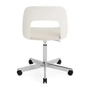 Hay - Layout Chair 143 Poleret aluminium 5-stjernet drejestol Gaslift Hjulbase - Cremehvid