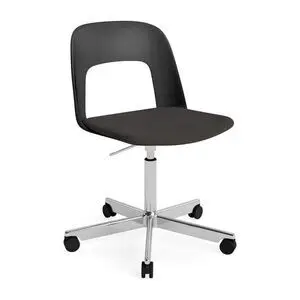 Hay - Layout Chair 143 Poleret aluminium 5-stjernet drejestol Gaslift Hjulbase - Sort