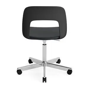 Hay - Layout Chair 143 Poleret aluminium 5-stjernet drejestol Gaslift Hjulbase - Sort