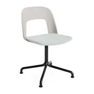 Hay - Layout Chair 153 Sort pulverlakeret aluminium 4-stjernet drejelig buefod Standard glider - Himmelgrå