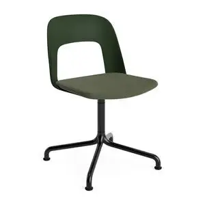 Hay - Layout Chair 153 Sort pulverlakeret aluminium 4-stjernet drejelig buefod Standard glider - Flaskegrøn
