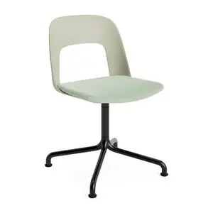Hay - Layout Chair 153 Sort pulverlakeret aluminium 4-stjernet drejelig buefod Standard glider - Pastelgrøn