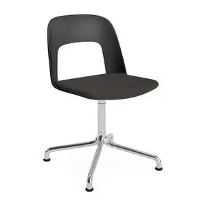 Hay - Layout Chair 153 Poleret aluminium 4-stjernet drejelig buefod Standard glider - Sort