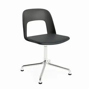 Hay - Layout Chair 153 Poleret aluminium 4-stjernet drejelig buefod Standard glider - Sort