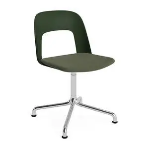 Hay - Layout Chair 153 Poleret aluminium 4-stjernet drejelig buefod Standard glider - Flaskegrøn