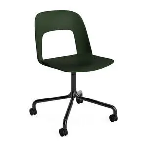 Hay - Layout Chair 161 Sort pulverlakeret aluminium 4-stjernet drejelig bue Hjulbase - Flaskegrøn