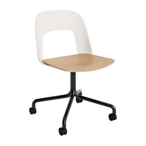 Hay - Layout Chair 162 Sort pulverlakeret aluminium 4-stjernet drejelig bue Hjulbase - Cremehvid