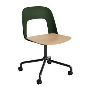 Hay - Layout Chair 162 Sort pulverlakeret aluminium 4-stjernet drejelig bue Hjulbase - Flaskegrøn