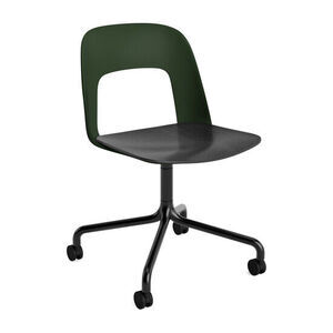 Hay - Layout Chair 162 Sort pulverlakeret aluminium 4-stjernet drejelig bue Hjulbase - Flaskegrøn