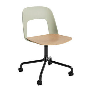 Hay - Layout Chair 162 Sort pulverlakeret aluminium 4-stjernet drejelig bue Hjulbase - Pastelgrøn