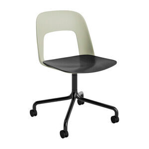 Hay - Layout Chair 162 Sort pulverlakeret aluminium 4-stjernet drejelig bue Hjulbase - Pastelgrøn